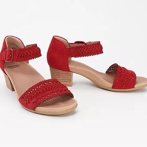 Earth Ivy Seneca Heeled Red Leather Sandal 6.5